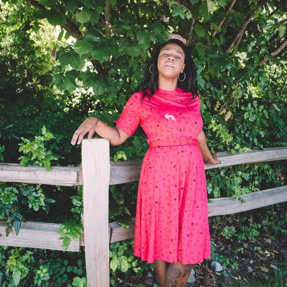 Pink Belted 80s Vintage Dress
